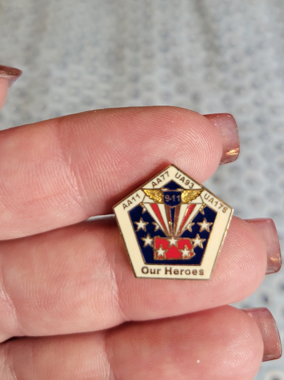Good American Patriotic 'Our Heroes' Enamel Pin - Red, Blue, White, Gold
